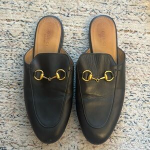 Gucci Princetown Leather Mules Horsebit Black size 37.5 with dust bags